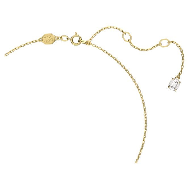 Stilla Pendant Necklace with Round-Cut White Crystal in Gold