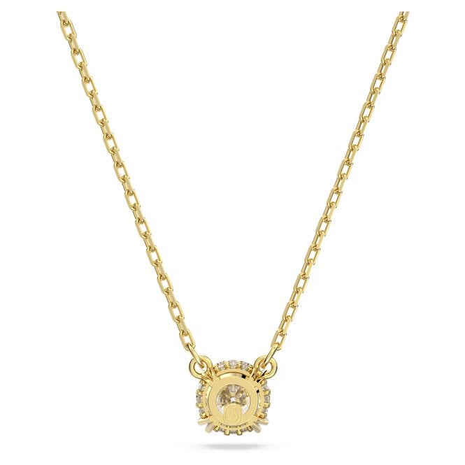 Stilla Pendant Necklace with Round-Cut White Crystal in Gold