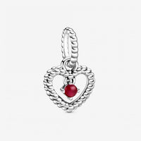 January Birthstone Heart Dangle Charms