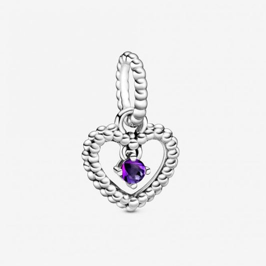February Birthstone Heart Dangle Charms
