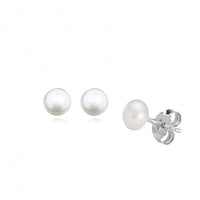 Silver and Pearl June Birthstone Stud Earrings