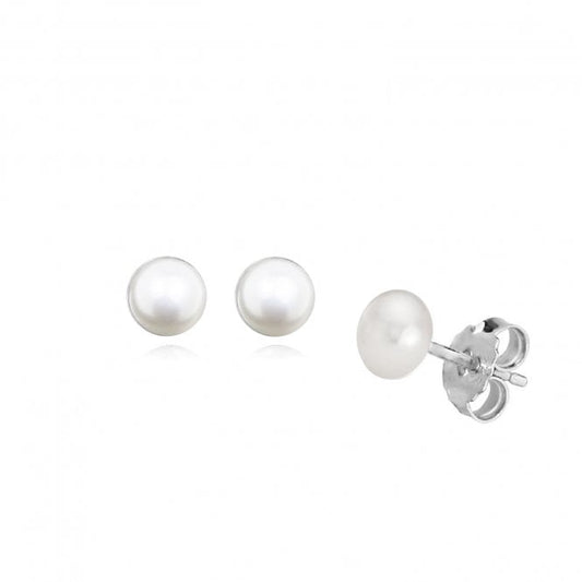 Silver and Pearl June Birthstone Stud Earrings
