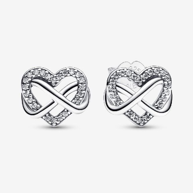 Sparkling Infinity Heart Stud Earrings