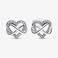 Sparkling Infinity Heart Stud Earrings