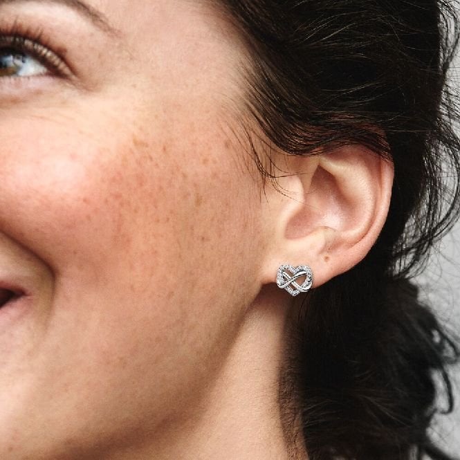 Sparkling Infinity Heart Stud Earrings