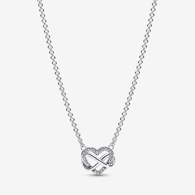 Sparkling Infinity Heart Collier Necklace, 50cm