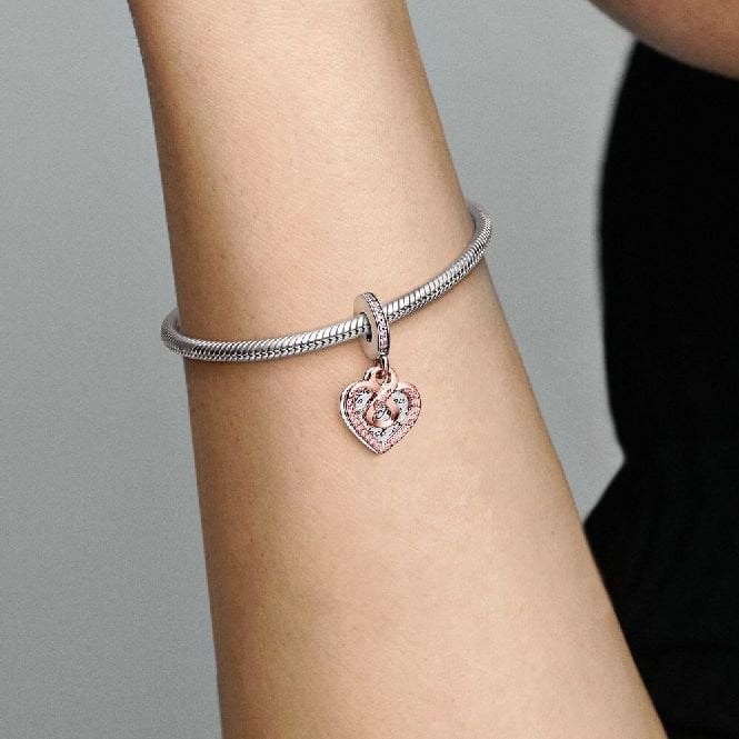 Two-Tone Infinity Heart Double Dangle Charms