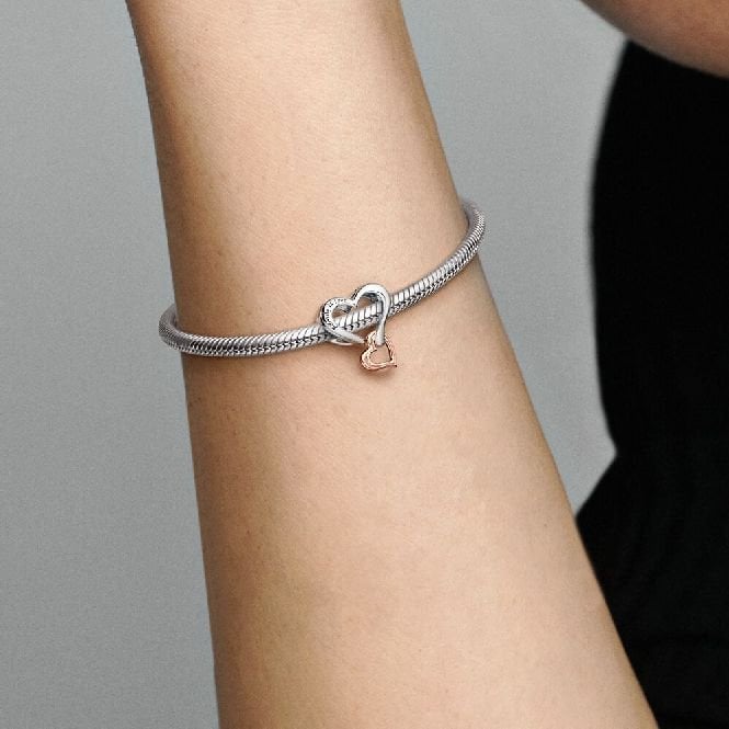 Two-Tone Openwork Infinity Heart Charms