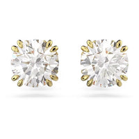 Stilla Stud Earrings with Round-Cut White Crystal in Gold
