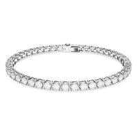 Matrix Tennis Bracelet with Small Round-Cut White Crystal in Rhodium Silver