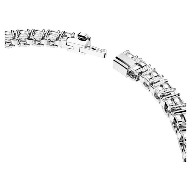 Matrix Tennis Bracelet with Small Round-Cut White Crystal in Rhodium Silver