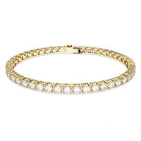 Matrix Tennis Bracelet with Small  Round-Cut White Crystal in Gold