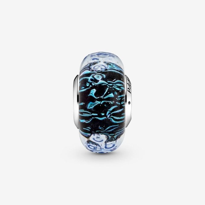 Wavy Dark Blue Murano Glass Ocean Charms