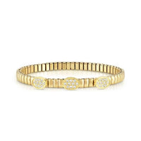 XTE Life Steel & CZ Yellow Gold Pave Oval Bracelet, 18cm
