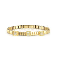 XTE Life Steel & CZ Yellow Gold Pave Square Bracelet, 18cm