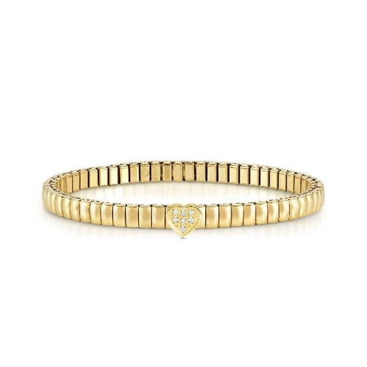 XTE Life Steel & CZ Yellow Gold Heart Bracelet, 18cm