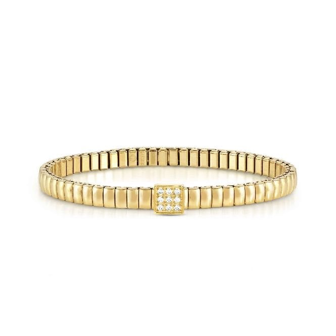 Nomination XTE Life Steel & CZ Yellow Gold Square Bracelet, 18cm