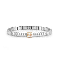XTE Life Steel & CZ Rose Gold Square Bracelet, 18cm