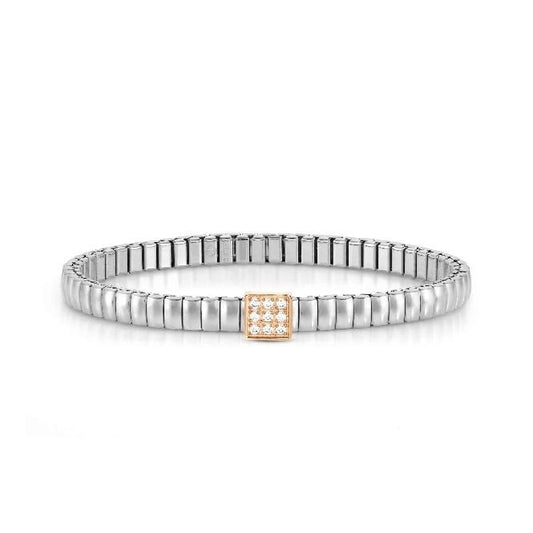 XTE Life Steel & CZ Rose Gold Square Bracelet, 18cm