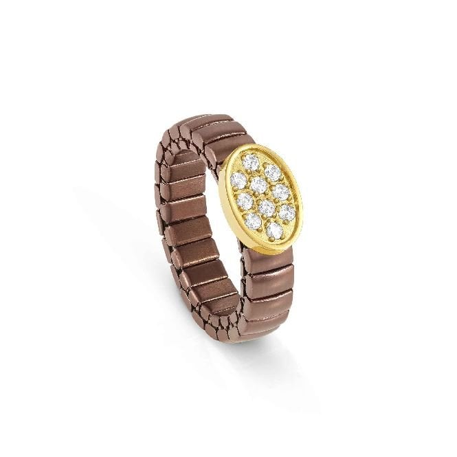 XTE Life Steel & CZ Chocolate Oval Ring, XSmall