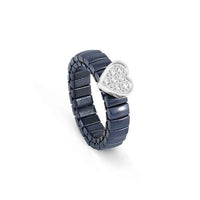 XTE Life Steel & CZ Blue Heart Ring, XSmall