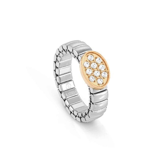 XTE Life Steel & CZ Rose Gold Oval Ring, XSmall