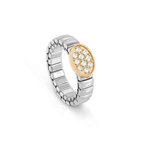 XTE Life Steel & CZ Rose Gold Oval Ring, XSmall