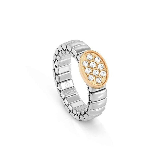 XTE Life Steel & CZ Rose Gold Oval Ring, XSmall