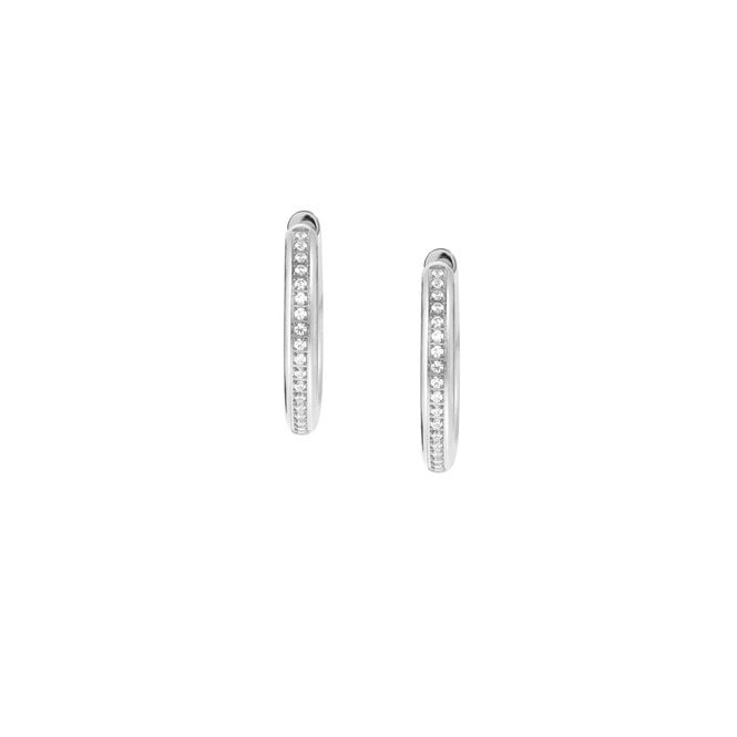 Unconditionally Silver Steel & CZ Huggie Hoop Earrings