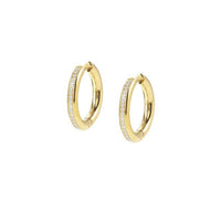 Unconditionally Gold Steel & CZ Huggie Hoop Earrings