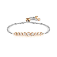Milleluci Silver & Rose Gold White Circle Crystals Bracelet