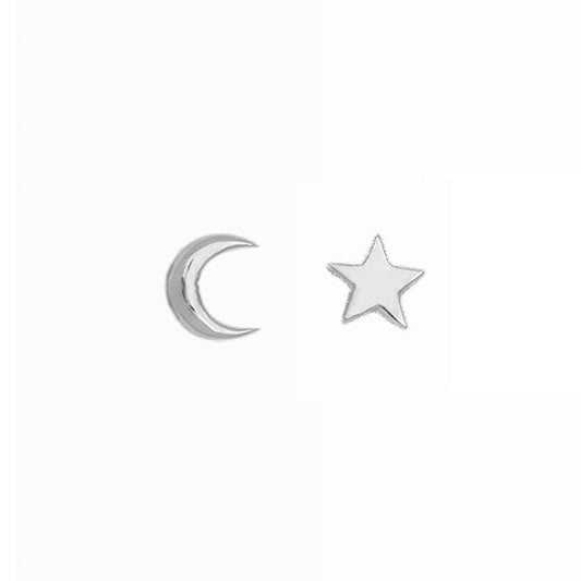 Moon & Star Earrings in Sterling Silver