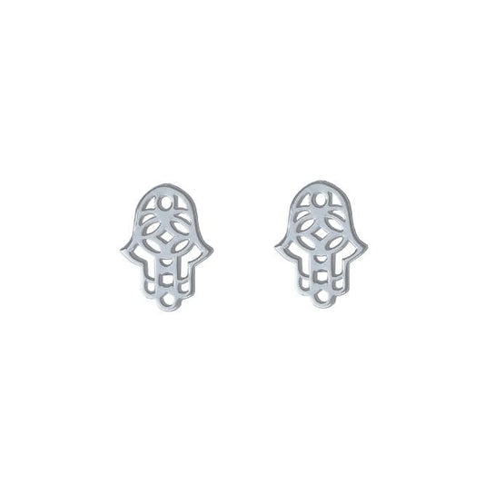 Hamsa Hand Earrings in Sterling Silver