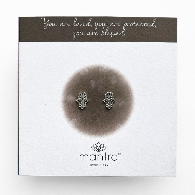 Hamsa Hand Earrings in Sterling Silver