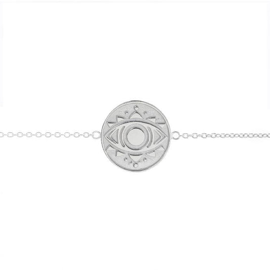 Evil Eye Disc Bracelet in Sterling Silver