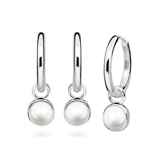 Silver June Birthstone Huggie Hoop Earrings