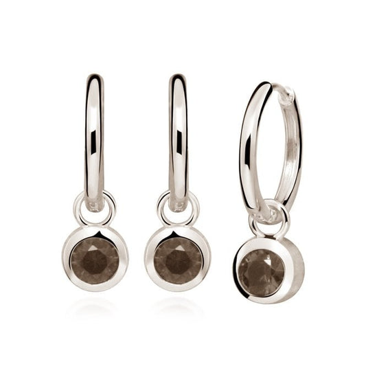 Silver July Birthstone Huggie Hoop Earrings