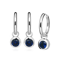 Silver September Birthstone Huggie Hoop Earrings