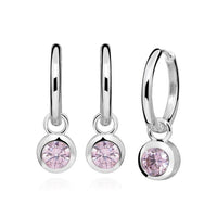 Silver October Birthstone Huggie Hoop Earrings