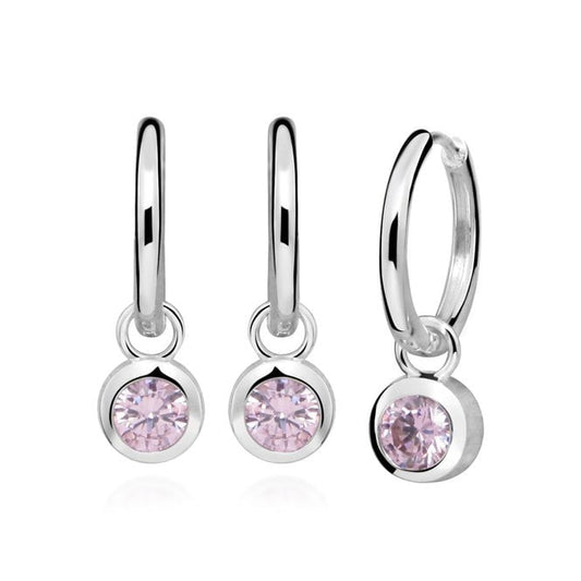Silver October Birthstone Huggie Hoop Earrings