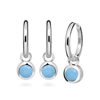 Silver December Birthstone Huggie Hoop Earrings