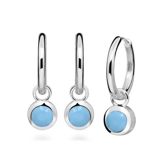 Silver December Birthstone Huggie Hoop Earrings