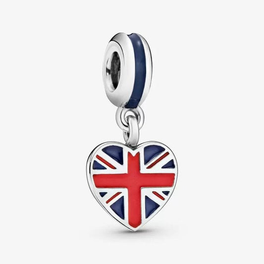 Great Britain Union Jack Heart Dangle Charms