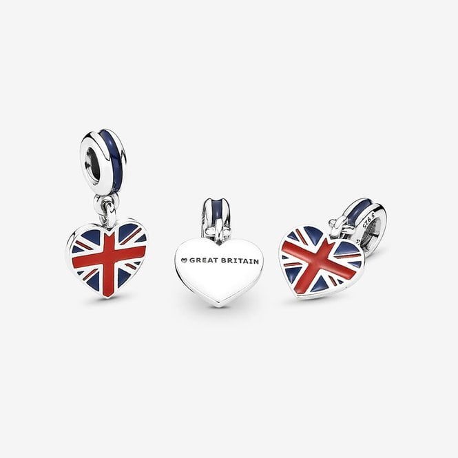Great Britain Union Jack Heart Dangle Charms
