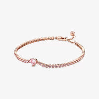 Rose Sparkling Heart Tennis Bracelet, 18cm