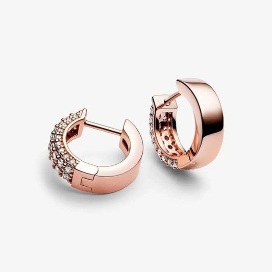 Rose Timeless Pave Double-Row Hoop Earrings
