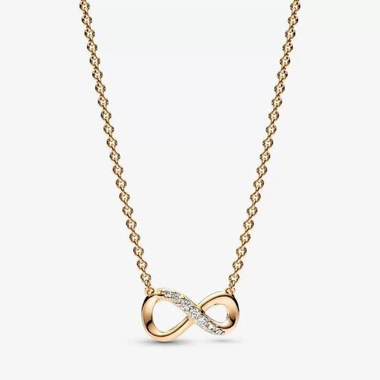 Gold Sparkling Infinity Collier Necklace, 50cm