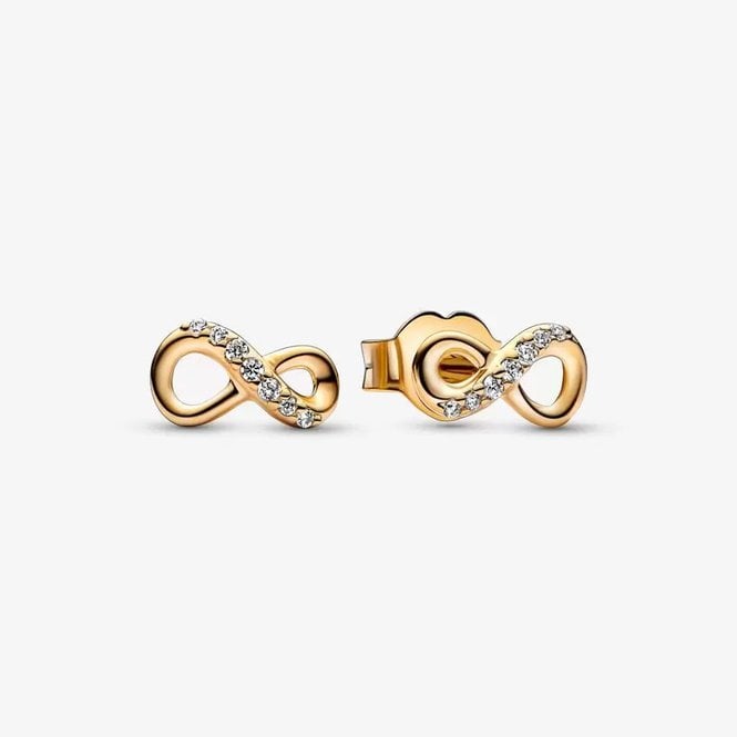 Gold Sparkling Infinity Stud Earrings