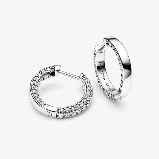 Timeless Pave Single-Row Hoop Earrings