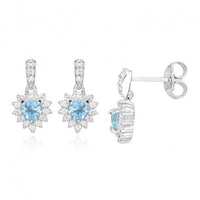 Hope Heart Blue Topaz Drop Earrings